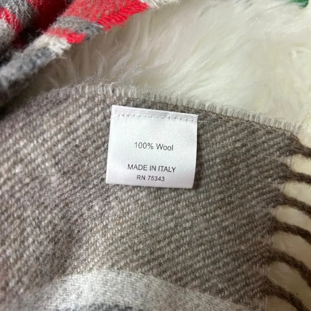 ITALIAN WOOLEN TREASURES Men's Scarf in Gray and Red 100% wool